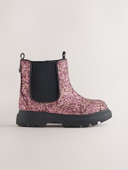 Multi Pink Glitter Chelsea Chunky Ankle Boots - Image 2 of 5