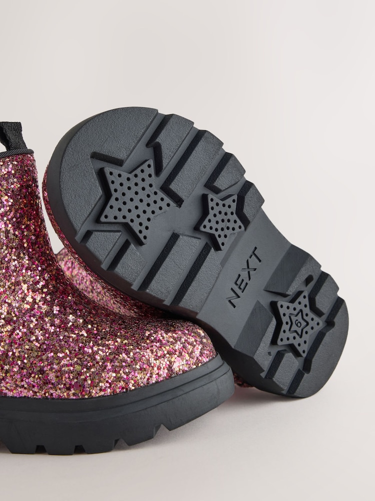 Multi Pink Glitter Chelsea Chunky Ankle Boots - Image 5 of 5