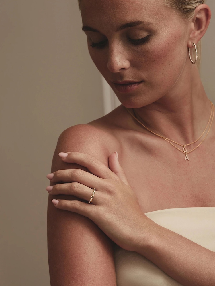 The Diamond Store White Celia Twist Half Band 0.15ct F/VS Round Cut Lab Diamond Eternity Ring in 18K Gold Vermeil - Image 5 of 5