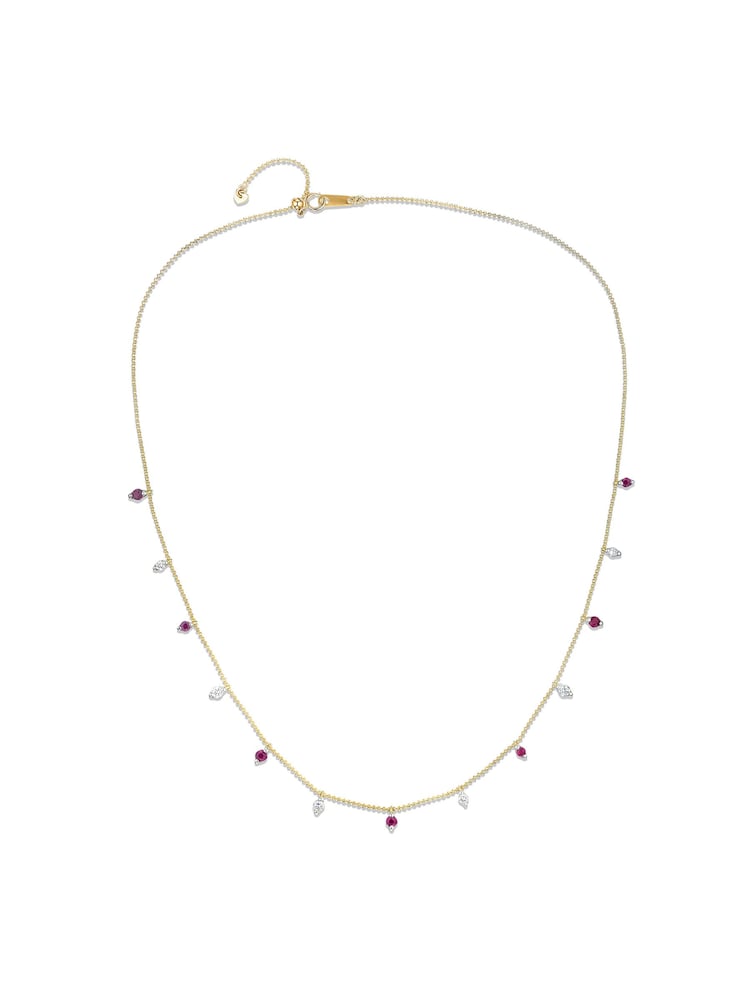 The Diamond Store Red Vivara Lab Ruby and Lab Diamond Necklace Set in 9K Yellow Gold - Image 1 of 5