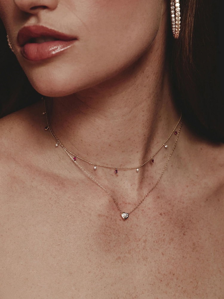 The Diamond Store Red Vivara Lab Ruby and Lab Diamond Necklace Set in 9K Yellow Gold - Image 5 of 5