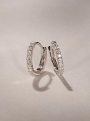 The Diamond Store White Row Huggie Lab Diamond Earrings 0.18ct in 925 Silver - Image 4 of 8