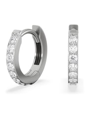 The Diamond Store White Row Huggie Lab Diamond Earrings 0.18ct in 925 Silver - Image 6 of 8