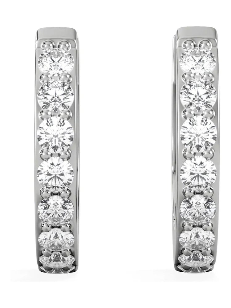 The Diamond Store White Row Huggie Lab Diamond Earrings 0.18ct in 925 Silver - Image 8 of 8