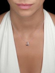 The Diamond Store White Lab Diamond Heart Necklace Pendant 0.10ct H/SI Set In 925 Silver - Image 1 of 4