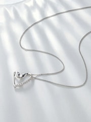 The Diamond Store White Lab Diamond Heart Necklace Pendant 0.10ct H/SI Set In 925 Silver - Image 2 of 4