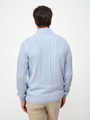 Crew Clothing Blue Oarsman Cable Knit Half Zip Jumper - Image 2 of 5