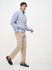 Crew Clothing Blue Oarsman Cable Knit Half Zip Jumper - Image 3 of 5