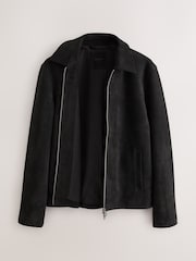 Black Faux Suede Muscle Fit Jacket - Image 10 of 14