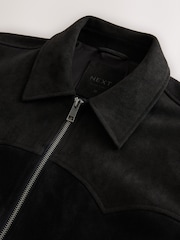 Black Faux Suede Muscle Fit Jacket - Image 11 of 14