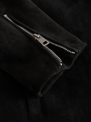 Black Faux Suede Muscle Fit Jacket - Image 12 of 14