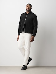 Black Faux Suede Muscle Fit Jacket - Image 2 of 14