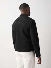 Black Faux Suede Muscle Fit Jacket - Image 4 of 14