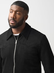 Black Faux Suede Muscle Fit Jacket - Image 5 of 14