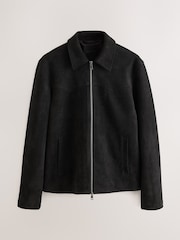 Black Faux Suede Muscle Fit Jacket - Image 9 of 14