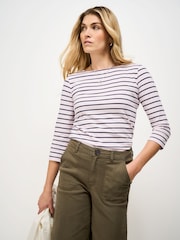 Crew Clothing Off White/Blue Essential Breton Top - Image 1 of 5