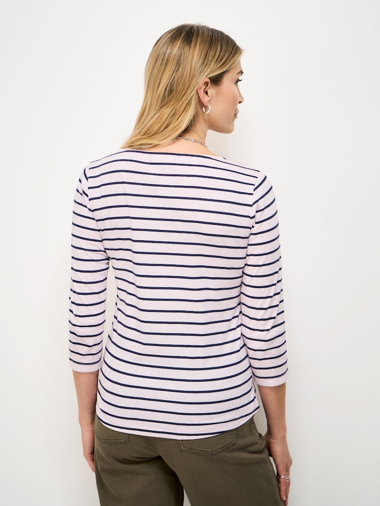Crew Clothing Off White/Blue Essential Breton Top - Image 2 of 5