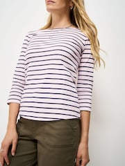 Crew Clothing Off White/Blue Essential Breton Top - Image 4 of 5