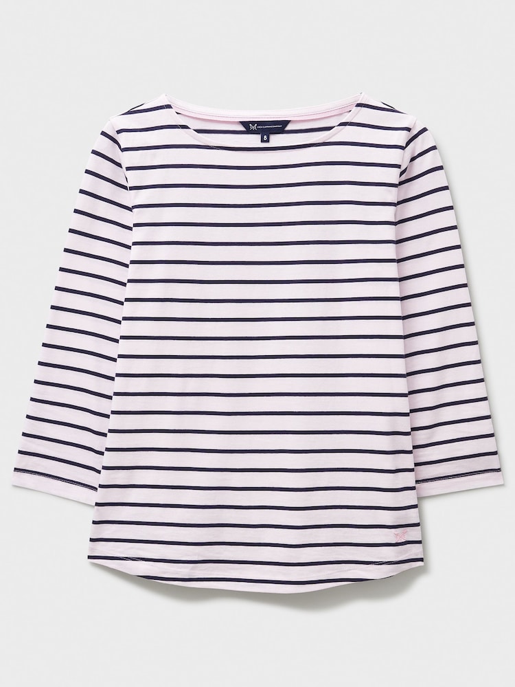Crew Clothing Off White/Blue Essential Breton Top - Image 5 of 5