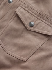 Neutral Stone Faux Suede Borg Lined Trucker Jacket - Image 11 of 12