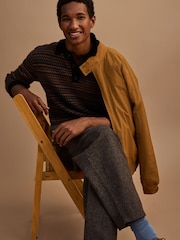 Ochre Yellow Shower Resistant Padded Harrington Jacket - Image 7 of 13
