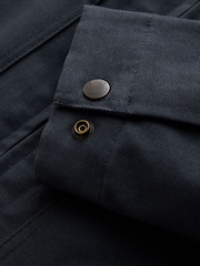 Navy Shower Resistant Canvas Borg Lined Worker Jacket - Image 9 of 11
