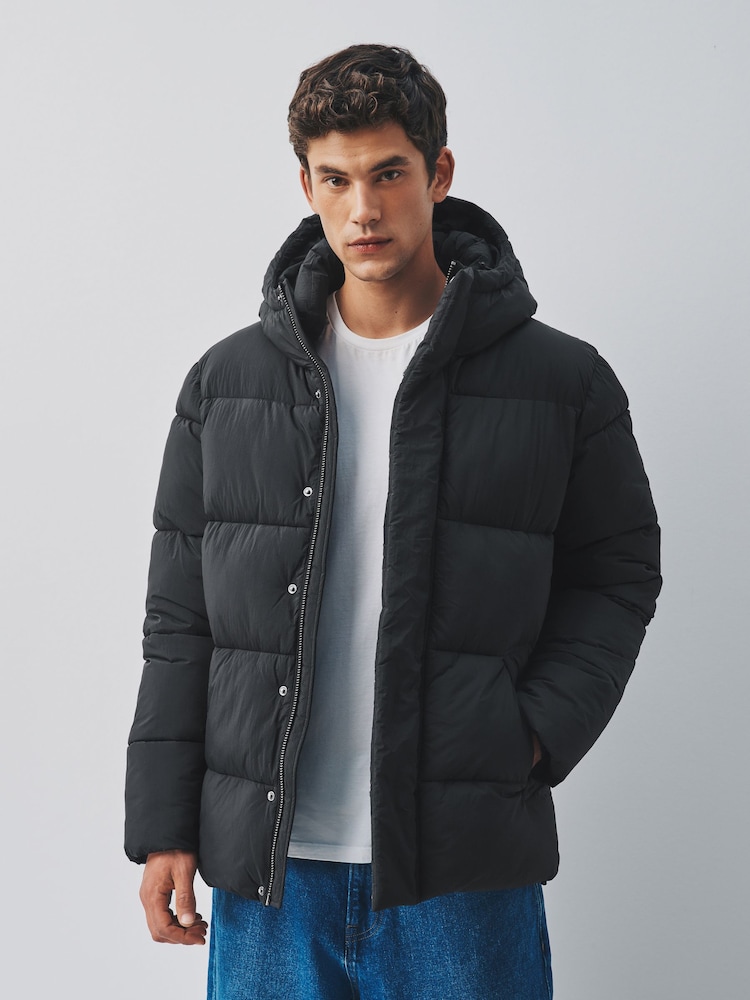 Black Thermogen Shower Resistant Puffer Jacket - Image 1 of 8 Black Thermogen Shower Resistant Puffer Jacket - Image 1 of 8