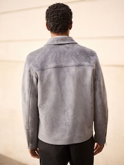 Grey Faux Suede Zip Up Jacket - Image 2 of 7