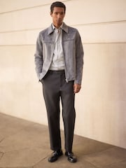 Grey Faux Suede Zip Up Jacket - Image 4 of 7