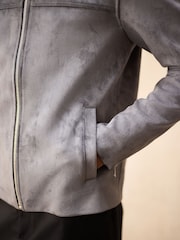 Grey Faux Suede Zip Up Jacket - Image 6 of 7