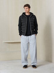Black Quilted Hybrid Hooded Jacket - Image 2 of 8