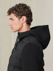 Black Quilted Hybrid Hooded Jacket - Image 4 of 8