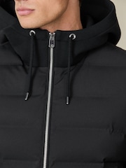 Black Quilted Hybrid Hooded Jacket - Image 5 of 8