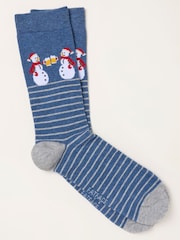FatFace Blue Snowmen Socks - Image 1 of 2