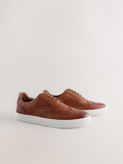 Tan Brown Comfort Brogue Shoes - Image 1 of 5