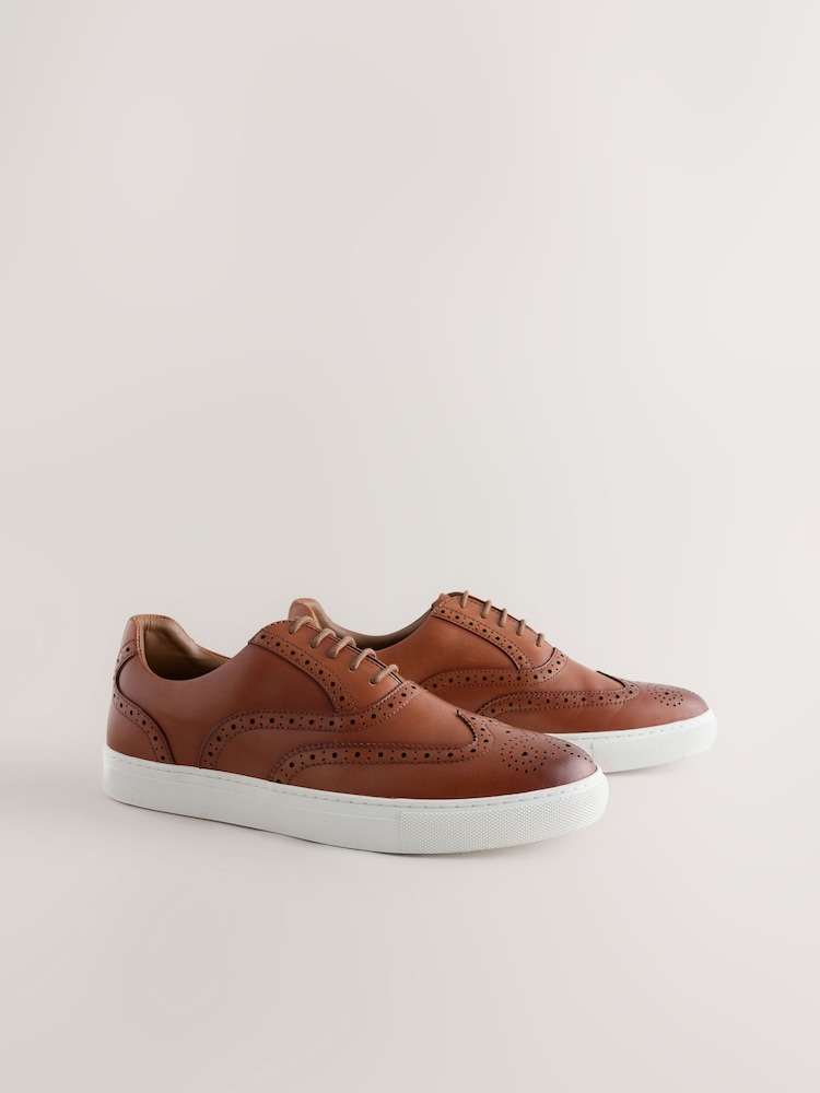 Tan Brown Comfort Brogue Shoes - Image 1 of 5