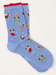 FatFace Blue Christmas Dogs Socks - Image 1 of 2