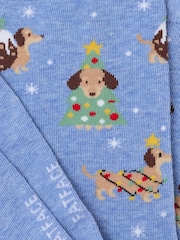 FatFace Blue Christmas Dogs Socks - Image 2 of 2