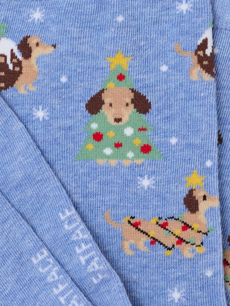 FatFace Blue Christmas Dogs Socks - Image 2 of 2