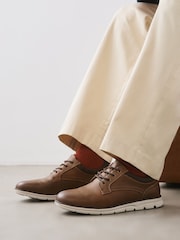 Tan Brown Comfort Wedge Derby Shoes - Image 1 of 7