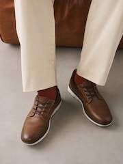 Tan Brown Comfort Wedge Derby Shoes - Image 2 of 7
