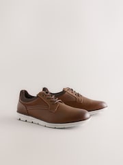 Tan Brown Comfort Wedge Derby Shoes - Image 3 of 7