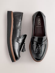 Black Wide Fit Forever Comfort® Chunky Tassle Loafers - Image 1 of 6