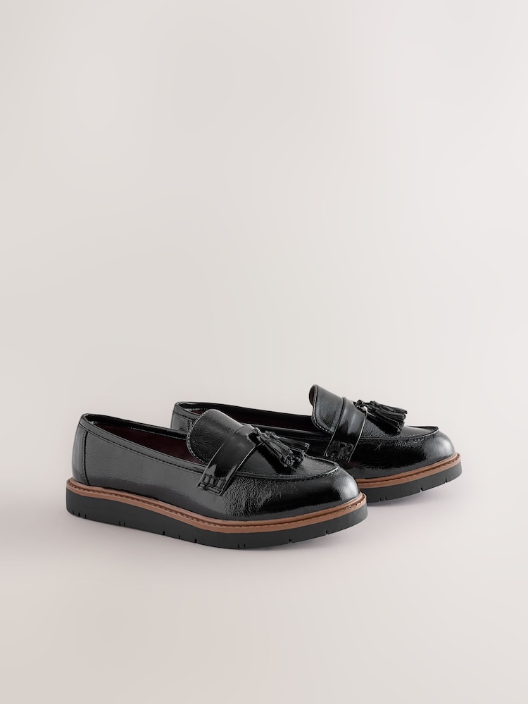 Black Wide Fit Forever Comfort® Chunky Tassle Loafers - Image 2 of 6