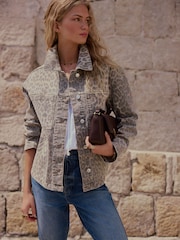 Leopard Print Boxy Denim Jacket - Image 2 of 8