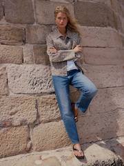Leopard Print Boxy Denim Jacket - Image 3 of 8