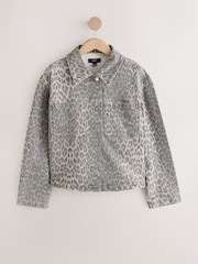 Leopard Print Boxy Denim Jacket - Image 6 of 8