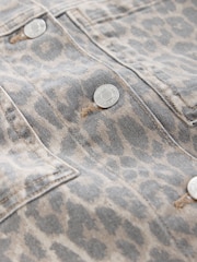 Leopard Print Boxy Denim Jacket - Image 7 of 8
