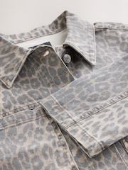 Leopard Print Boxy Denim Jacket - Image 8 of 8