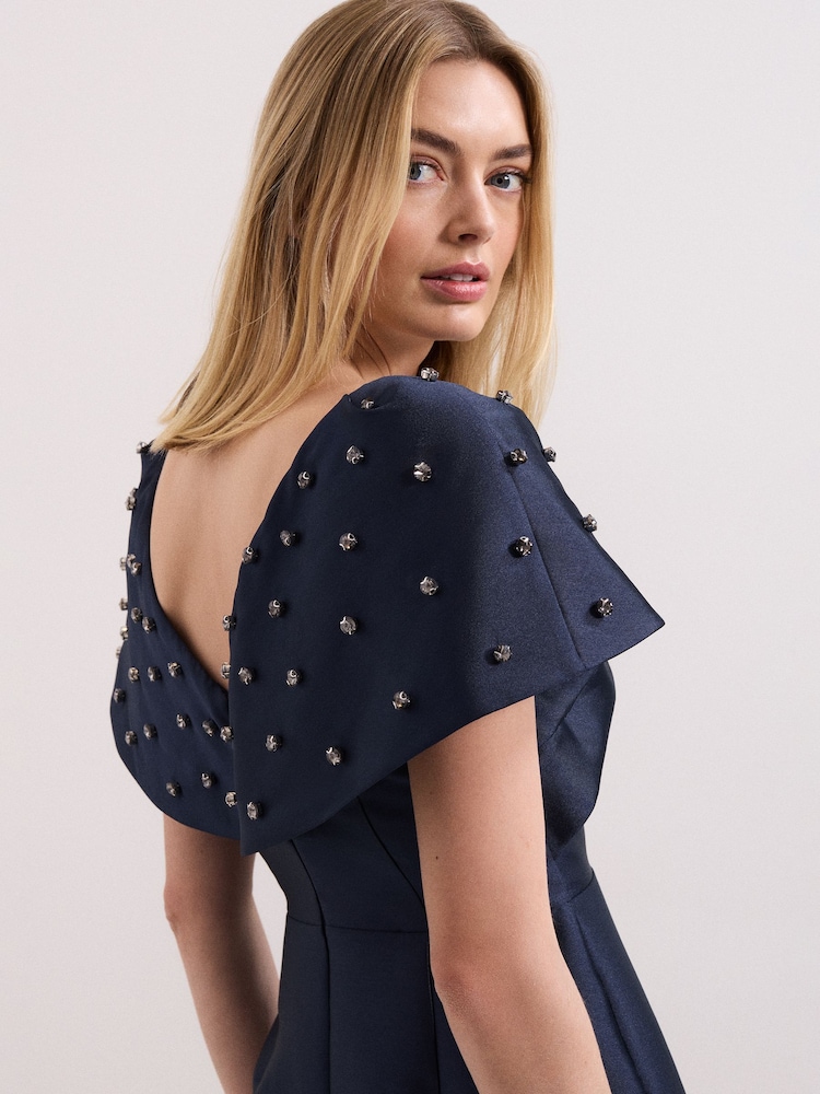 phase eight navy blue dress Phase Eight Erina Navy Satin Twill Midi Dress Navy Size 6